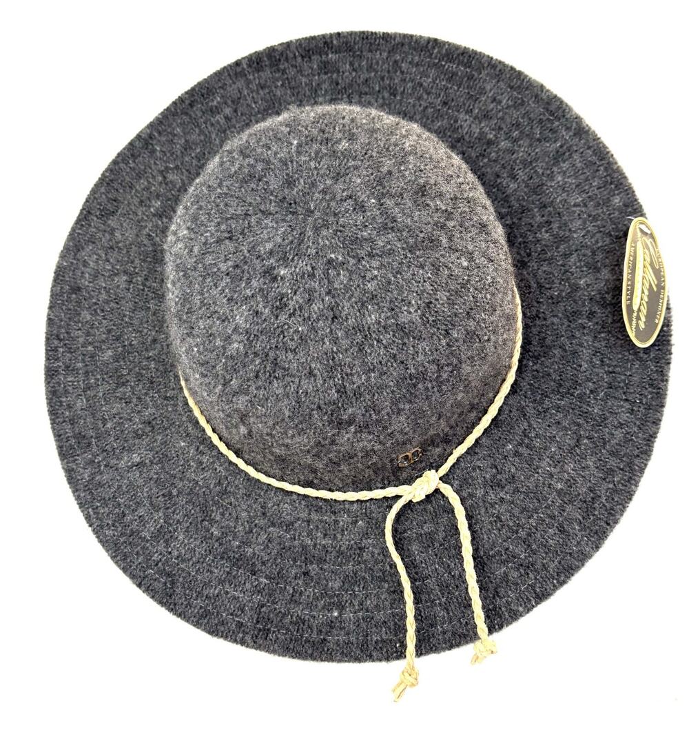 NWT Callanan Women’s Gray Floppy Wide Brim Hat, One Size, Braided Band Polyester